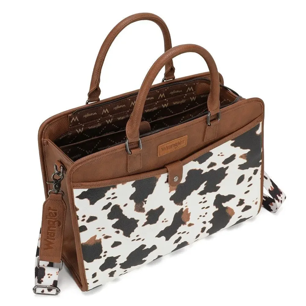Wrangler Brown Cow Print Laptop/Multi-Use Briefcase Bag